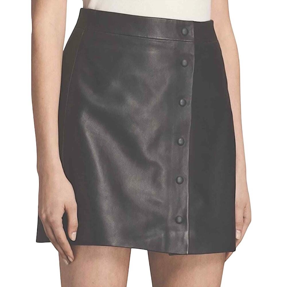 nwt AllSaints Setal Leather Skirt size US 6 Black Edgy Moto Mini NEW